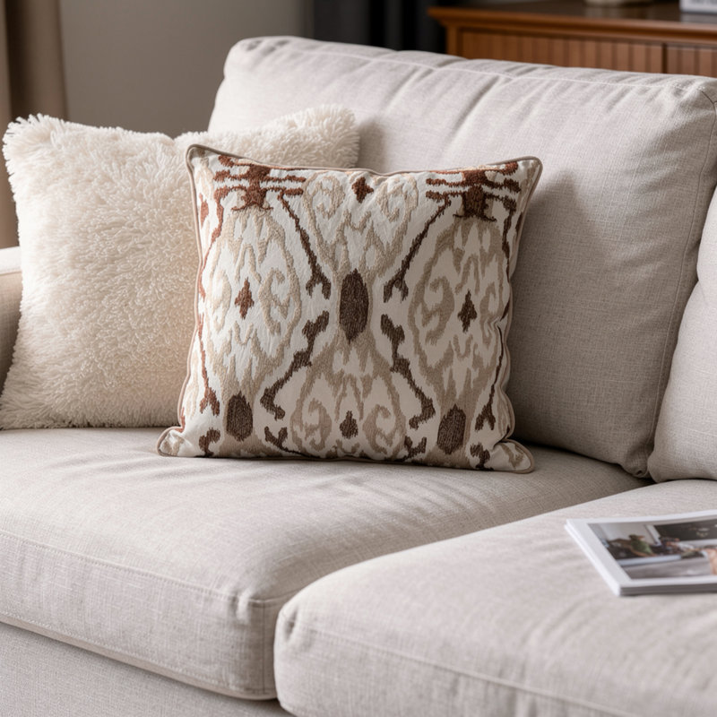 Coussin décoratif en coton à motif abstrait contemporain