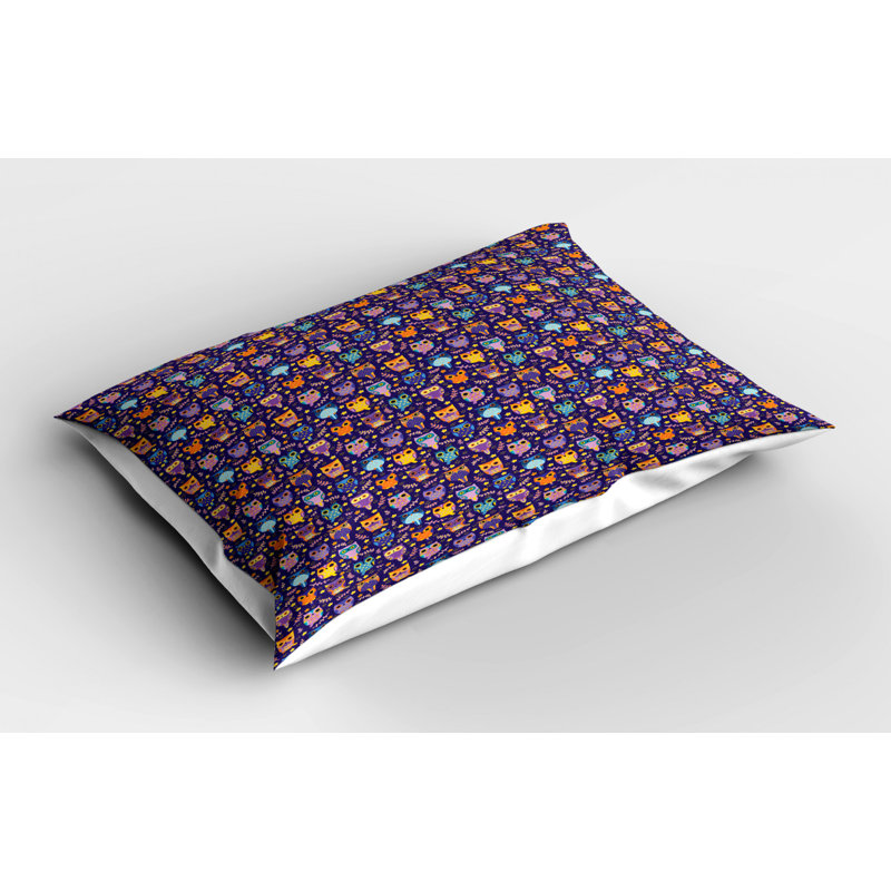 Taie décorative bleue en microfibre de polyester, Lit simple