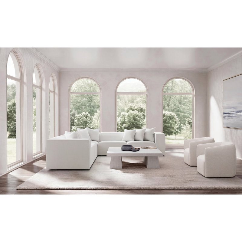 Bernhardt Bliss 3-Piece Fabric Sectional, 28" H x 123.5" W x 123.5" D, White Polyester Blend