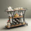 Chariot-bar roulant à 3 niveaux avec roulettes, support à vin autoportant et armoire à café avec porte-verre, chariot de rangement mobile pour la cuisine et la salle à manger