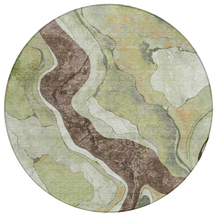 Machine Washable Indoor/Outdoor Husby ACN2219 Abstract Rug