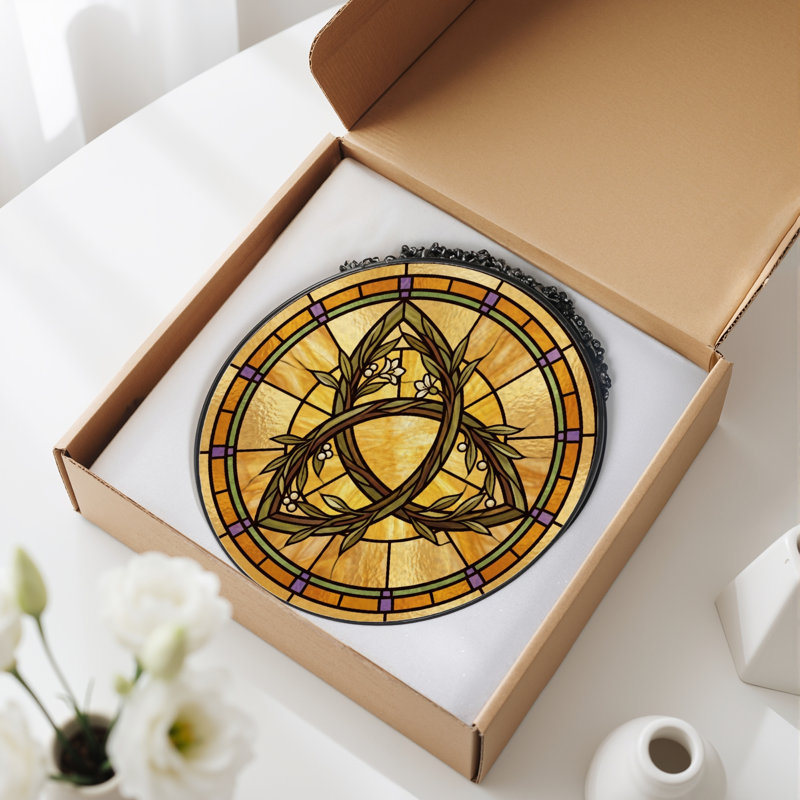 Panneau de vitrail Celtic Knot ， H 12 po, H 12 po