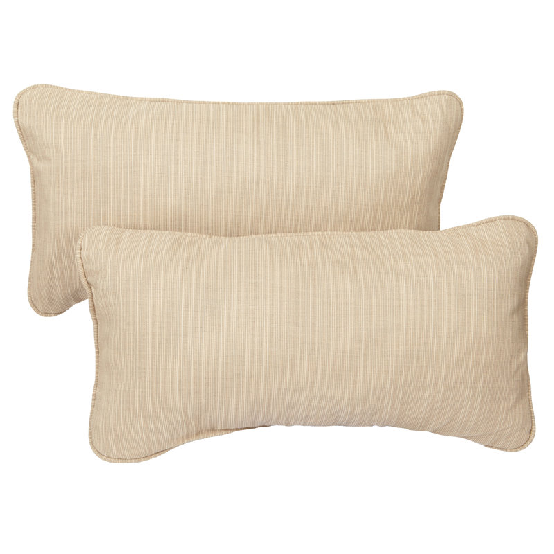 Alarise Corded Colorful Indoor/Outdoor Sunbrella Lumbar Pillow, Solid Color, Sand, 13" H x 20" W