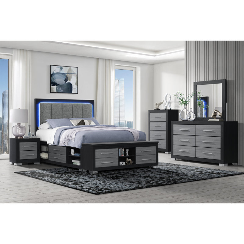 Elsa Black Nightstand, Black