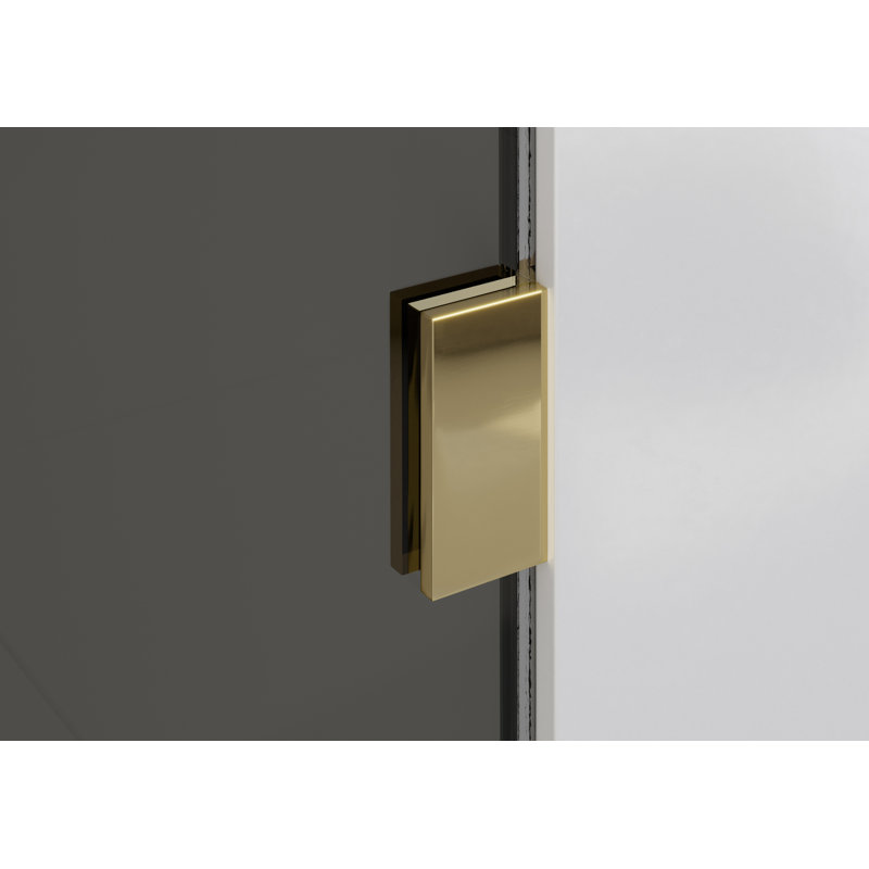Ursa 34 in. x 58.25 in. Frameless Gray Tinted Single Fixed Bath Panel, Polished Brass