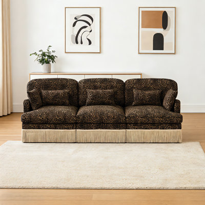 Canapé modulaire en chenille à imprimé léopard 100 po Geneveve