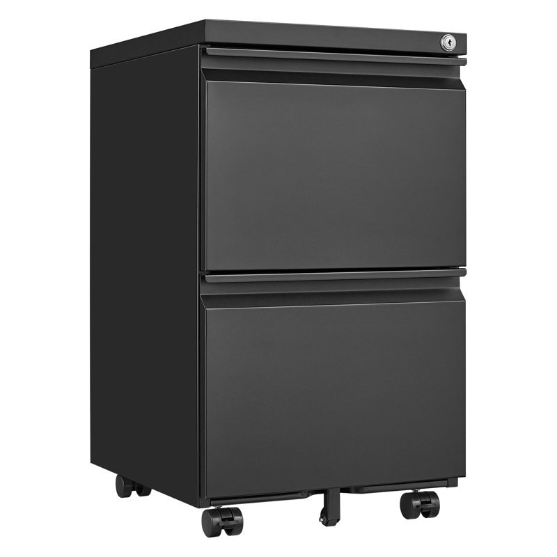 Classeur roulant noir verrouillable - Rangement mobile sous le bureau pour dossiers de format lettre et légal