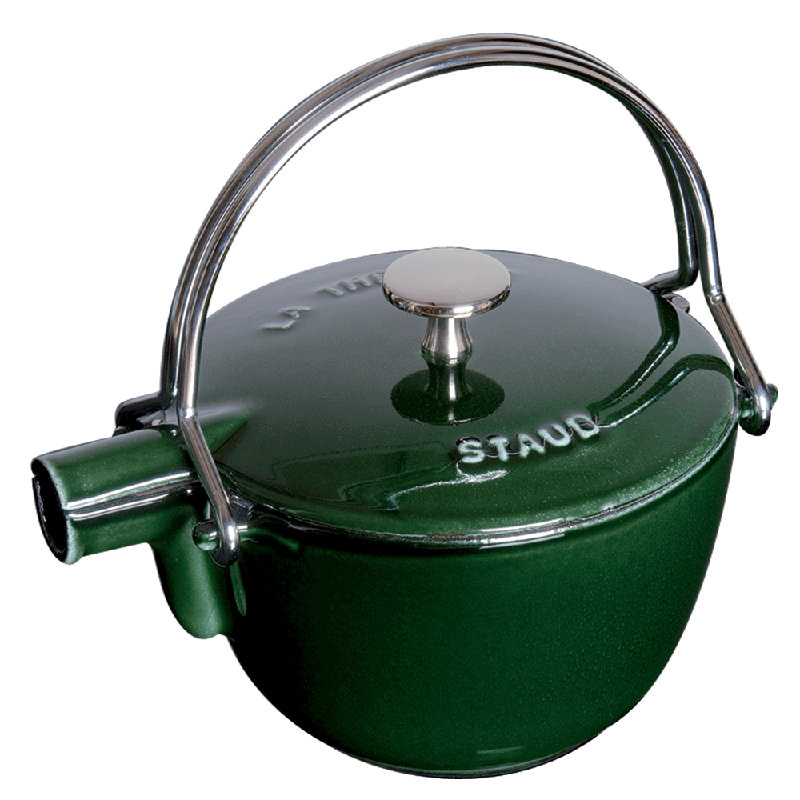 Staub Cast Iron 1-Quart Round Tea Kettle, Basil