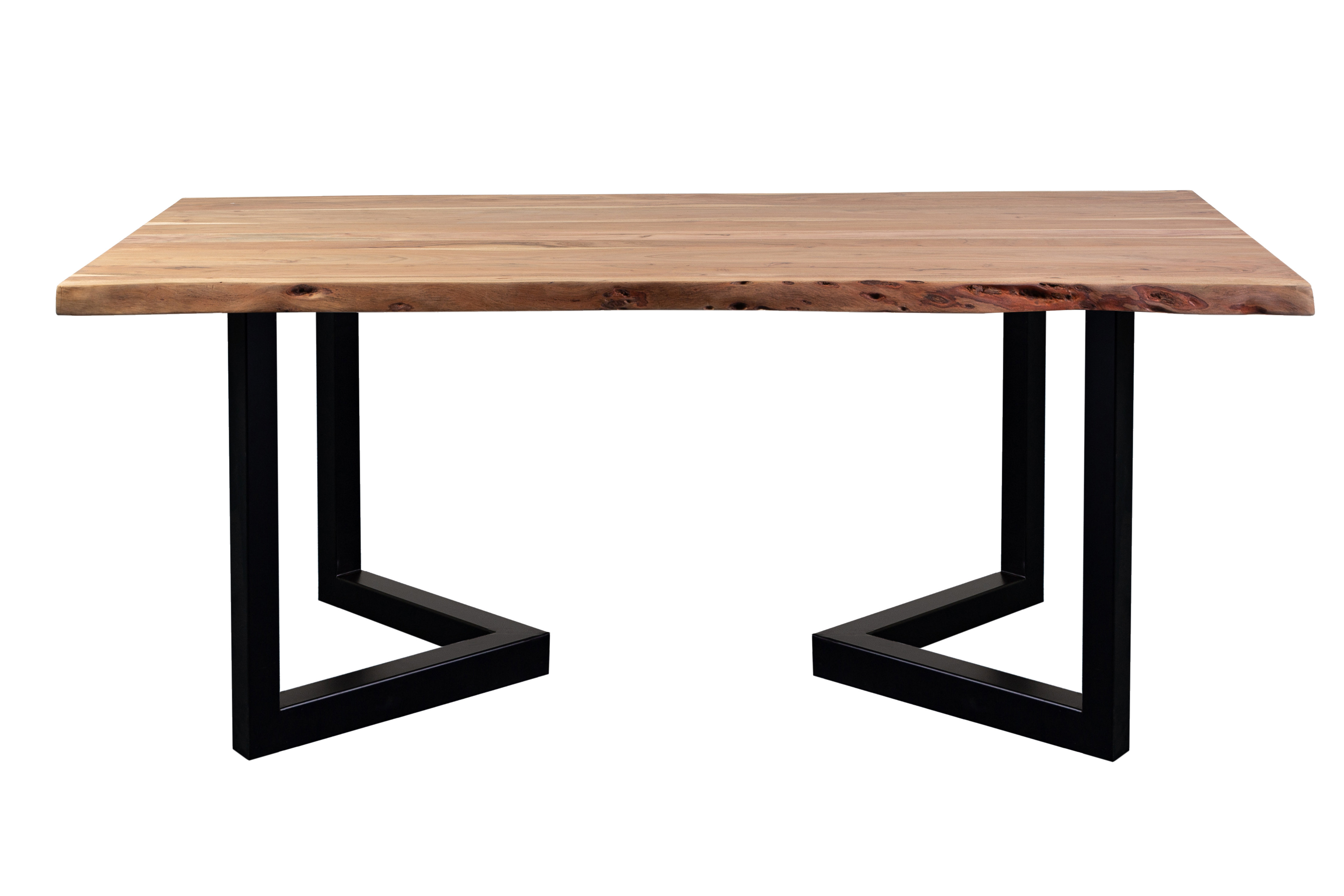 Union Rustic Kincy Solid Wood Top Metal Base Dining Table | Wayfair