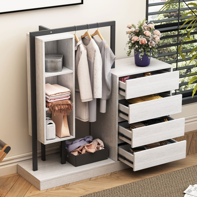Garde-robe 4 tiroirs et 3 tablettes, Blanc