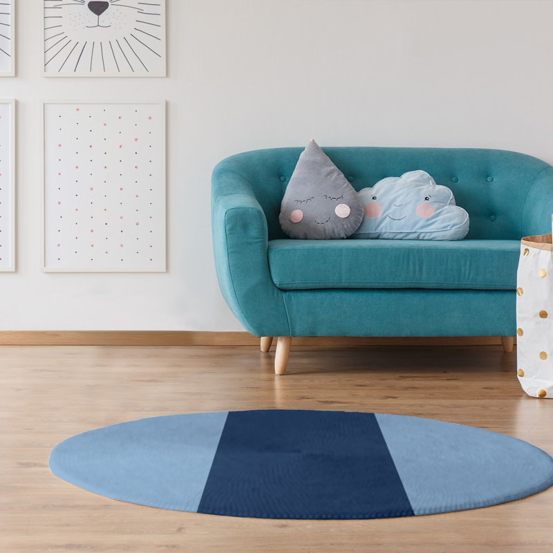 Chenille Striped Indoor Rug, Round 5'