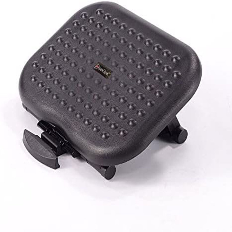 Black Adjustable Plastic Footrest with Massaging Surface