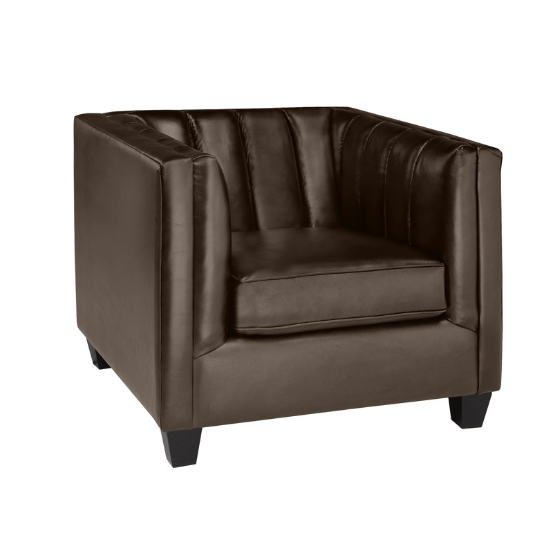 Fauteuil Telfair, Cuir véritable brun
