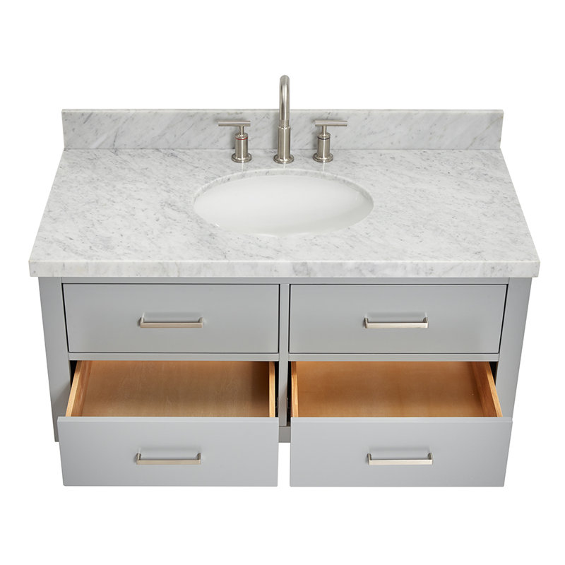 Ensemble de meuble-lavabo mural simple 43 po Macmullin Akenzie, Gris, Nickel brossé