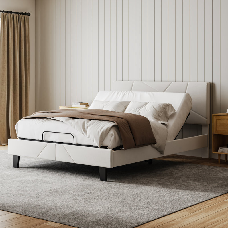 Base de lit réglable tout-en-un avec élévation de la tête et des pieds, capacité de 800 lb, Beige