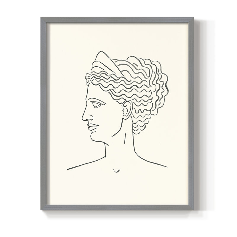 «Greek Busts III», reproduction encadrée - bois massif, Gris, H 10 po x l 8 po