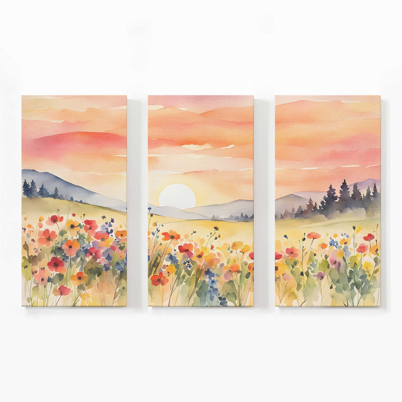 «Rolling Hills and Wildflowers», reproduction sur toile, H 40 po x l 60 po x P 1,25 po, Toile tendue, 3
