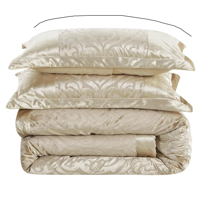 Wanship Polyester Bedspread with Pillow Shams, Beige, Double Quilt + 2 Standard Shams
