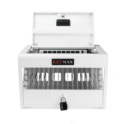 16-Device Charging Station For Laptops/Tablets, Charging Cabinet For Ipad/Chromebooks/Laptop Computers, Laptop & Tablet Storage Carts For Classroom/Library/Office/Lockable, White