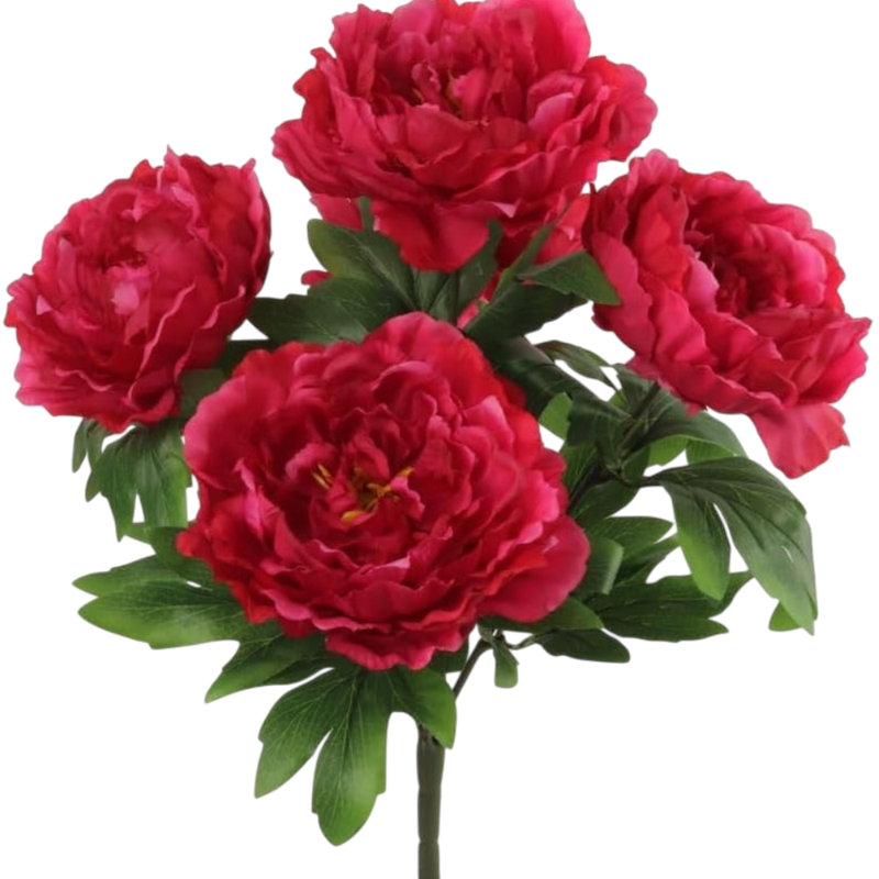 Bouquet de pivoines avec 5 fleurs en soie 20 po - paquet de 3