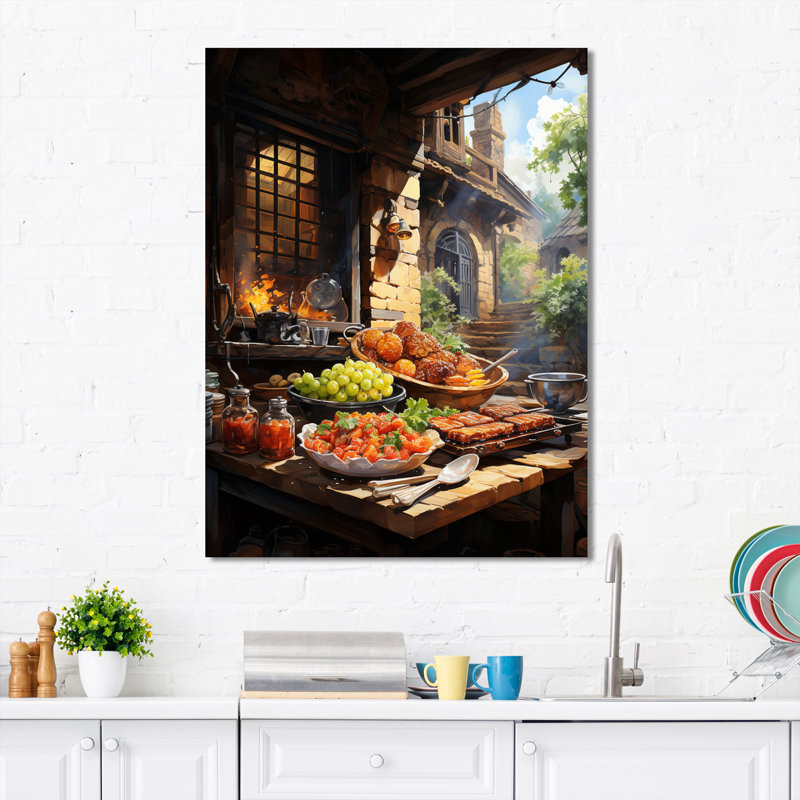 Shergil Food Barbecue A Lived I, reproduction d'art sur toile, Toile tendue, H 32 po x l 16 po x P 1 po