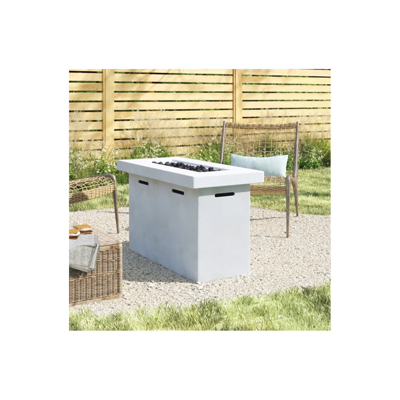 25" H x 42" W Fiber Reinforced Concrete Propane Outdoor Fire Pit Table, White