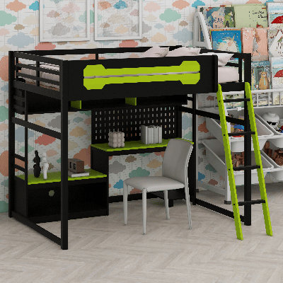Lit mezzanine en bois avec bureau