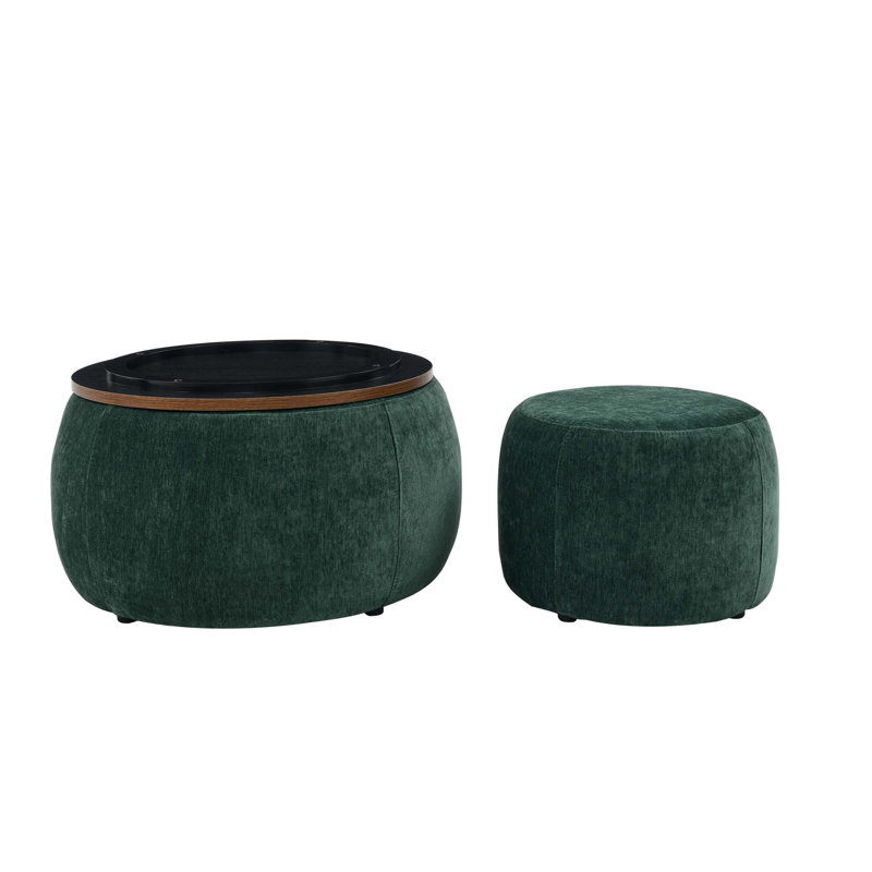 Round Storage Ottoman With 2-In-1 Function, Ideal For Home And Office, Combines Seating And Storage In One Stylish Piece