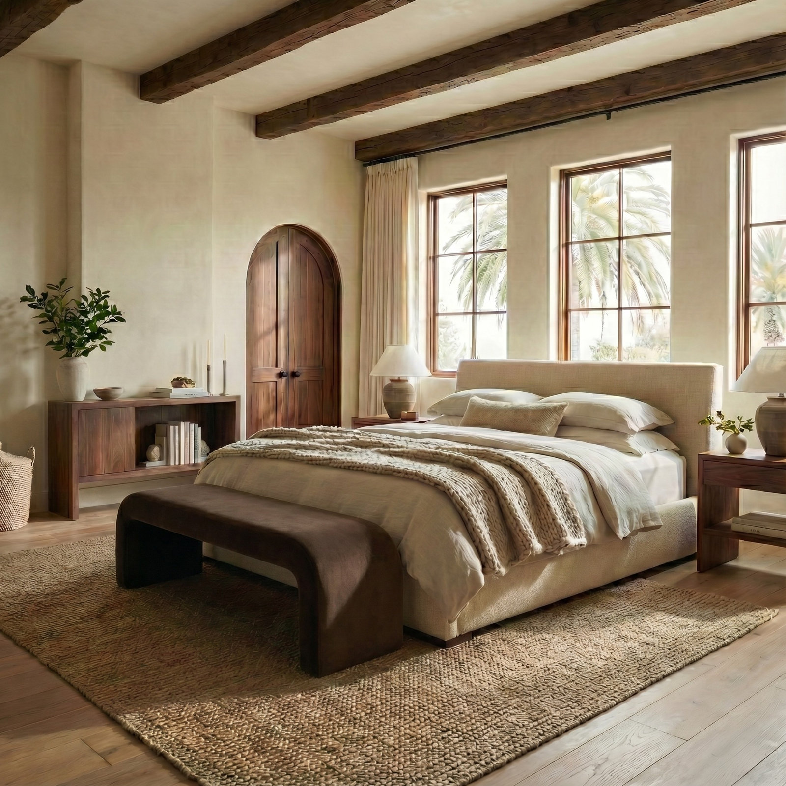 Daine 62" Linen Bedroom Bench, Dark Brown Velvet
