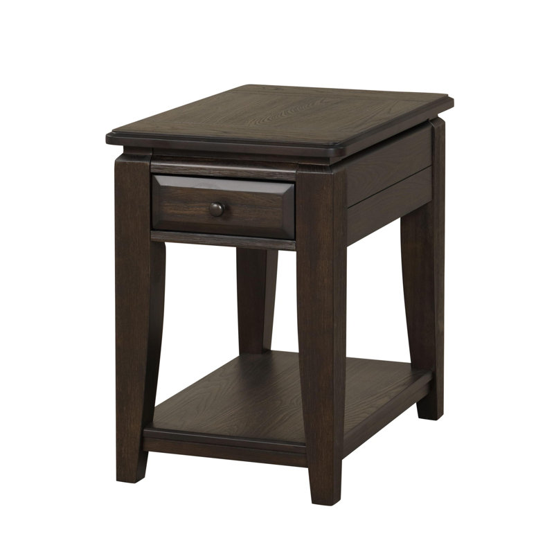 Mahogany Traditional Chairside Table W/ Storage