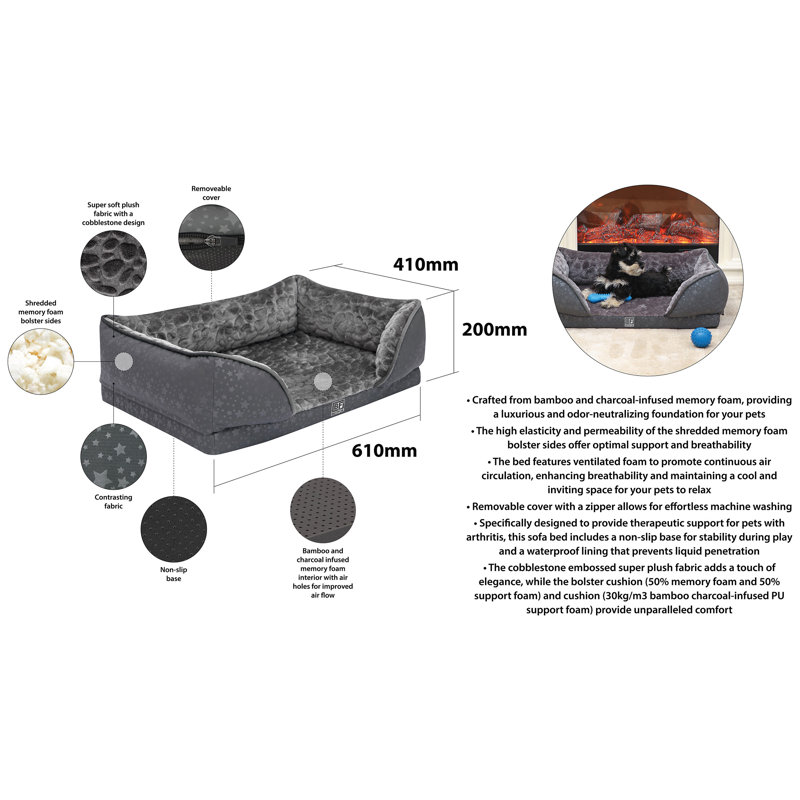 Wasco Orthopedic Pet Bed, 20cm H x 41cm W x 61cm D