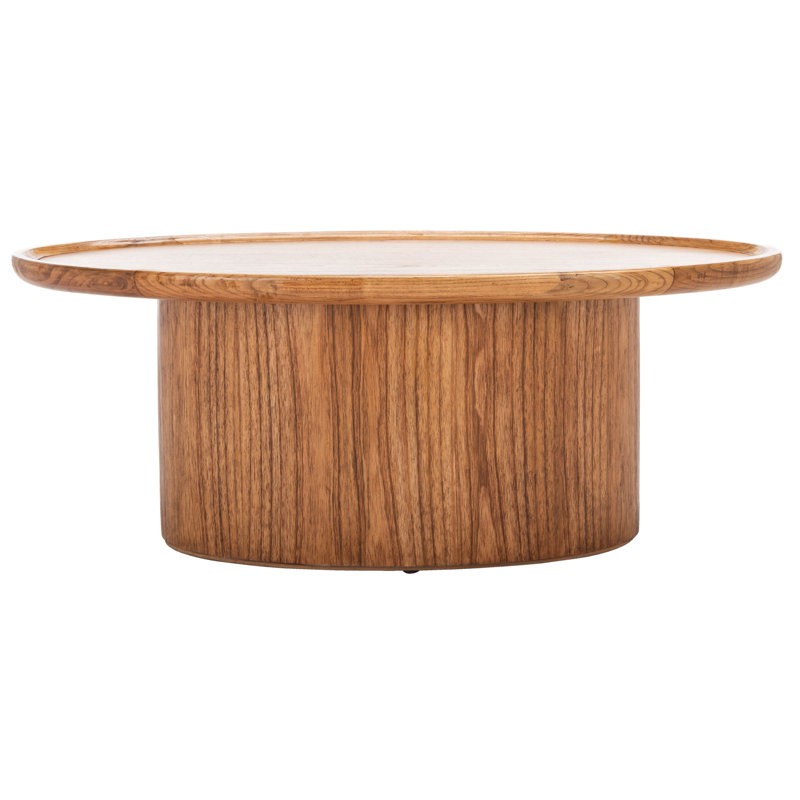 Flyte Natural Wood Oval Coffee Table with Pedestal Base
