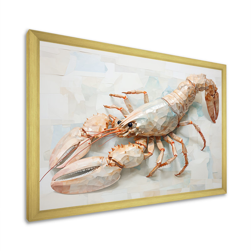 " Minimalism Crayfish Impression II ", Gold Single Picture Framed, 24'' H x 32'' W x 1" D