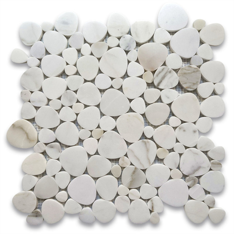 Calacatta 12" x 12" Marble Mosaic Tile, White/Gray