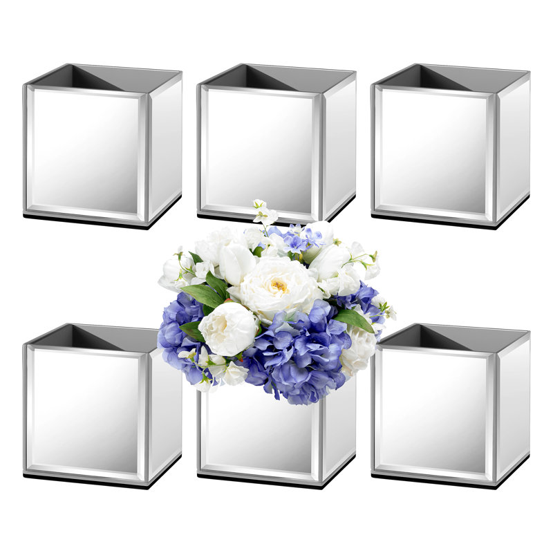 Ciarah Square Glass Table Vase Crushed Diamond Paper Inlay(Set of 6)