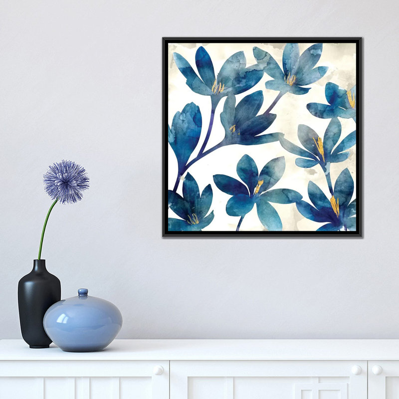 « veranda blue i », impression sur toile, H 18 po x l 18 po x P 1,5 po, Toile avec cadre noir, Pas de tapis
