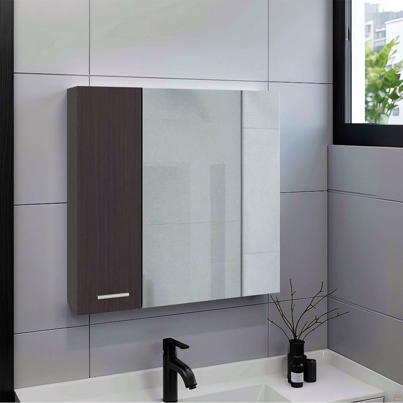 Armoire à pharmacie à double porte Harbor, quatre tablettes intérieures, wengé noir