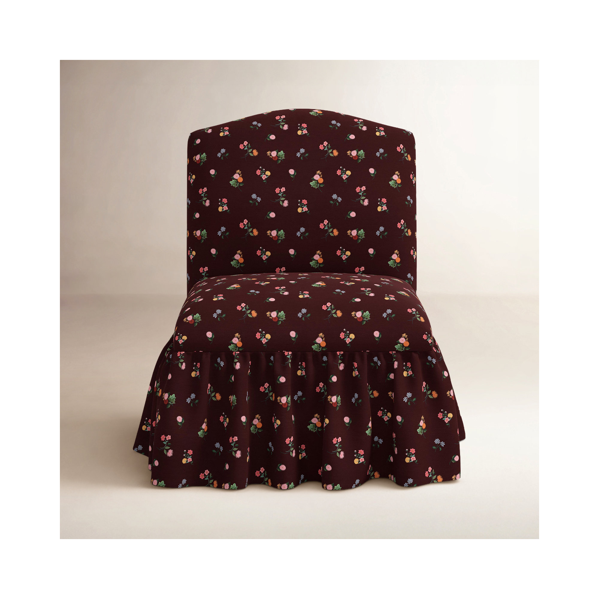 Edie Slipper Chair, Ditsy Dahlia Red