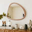 Miroir en bois massif 45 po Miroir mural asymétrique avec cadre en bois et miroir de grande taille