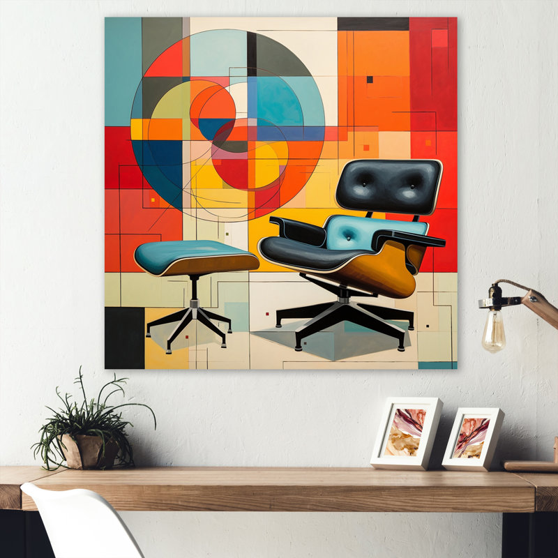 «Eames Delight I», impression colorée sur métal Mid-Century, H 16 po x l 16 po x P 1 po