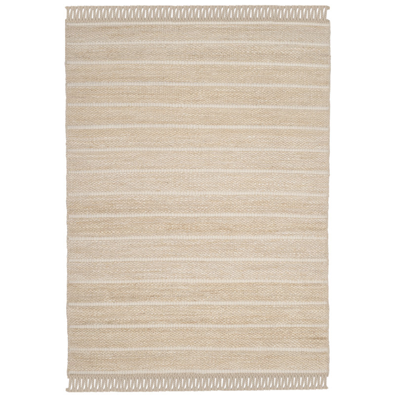 Abas Natural Fiber Hand Woven Jute/Nz Wool Geometric Rug, Rectangle 2' x 3', Ivory