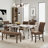 Roundhill Furniture Cavira 6-Piece Modern Faux Marble Dining Set, Double Pedestal Table with 4 Upholstered Chairs and a Bench-120742288