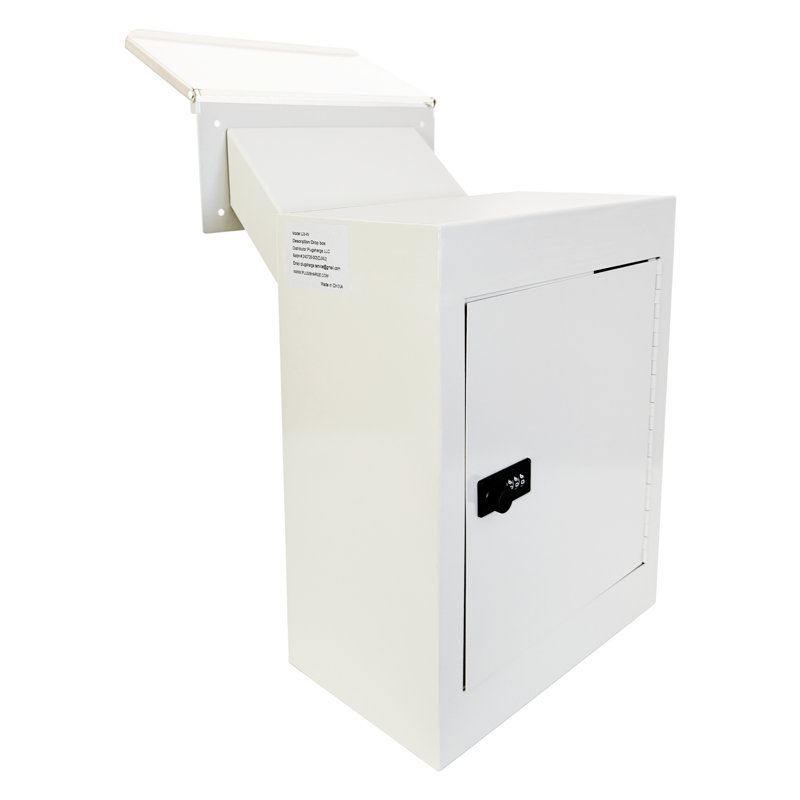 Boîte de dépôt à travers le mur avec housse imperméable | Boîte aux lettres murale robuste avec goulotte réglable de 10 pouces | Coffre-fort imperméable et imperméable pour le courrier, le loyer, les chèques, l'argent comptant et les clés, gris