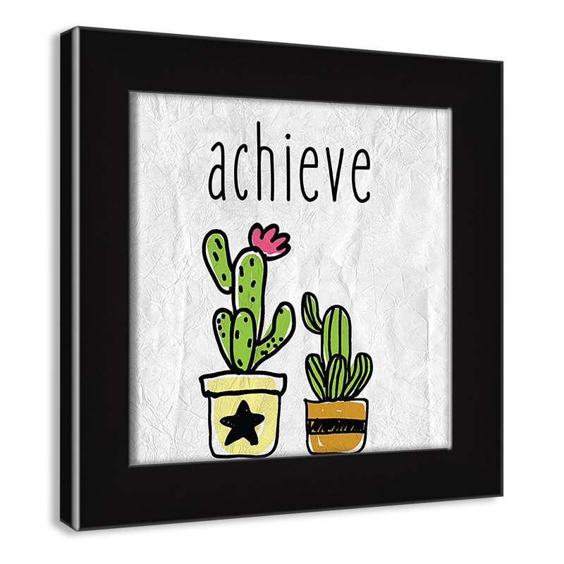 Impression sur papier Cacti C, Encadré plat noir, H 8 po x l 8 po x P 0,6 po