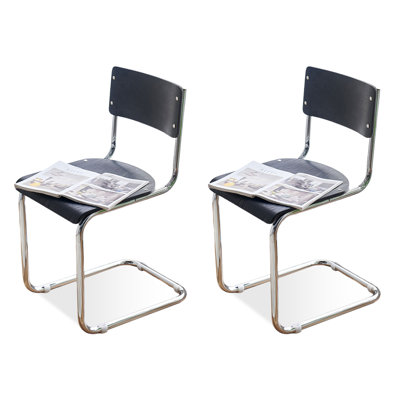Modern Black Solid back side Chair(Set of 2)