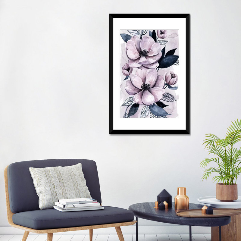 « lavande burst i », impression sur toile, Papier d'art encadré noir, H 24 po x l 16 po x P 1 po, Blanc