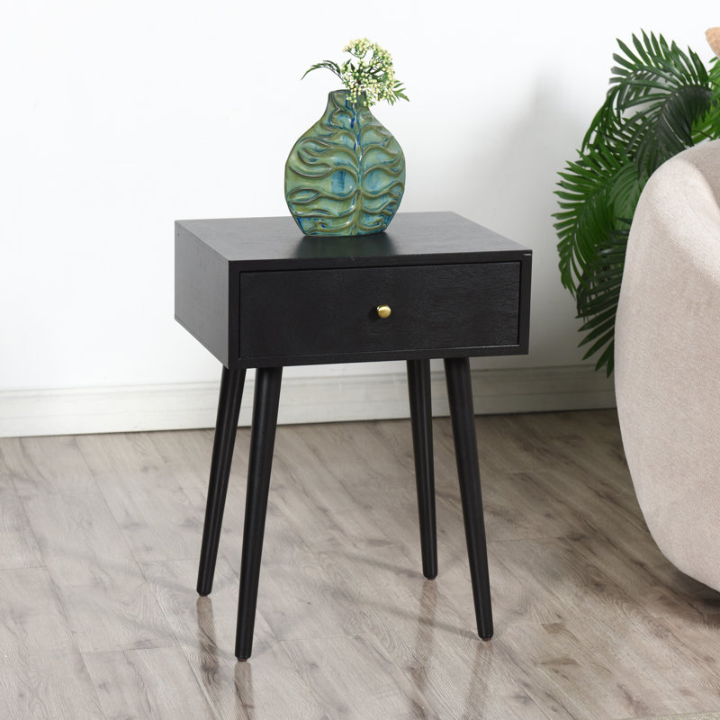 Table d'appoint avec tiroir Myleisha Collection, Noir
