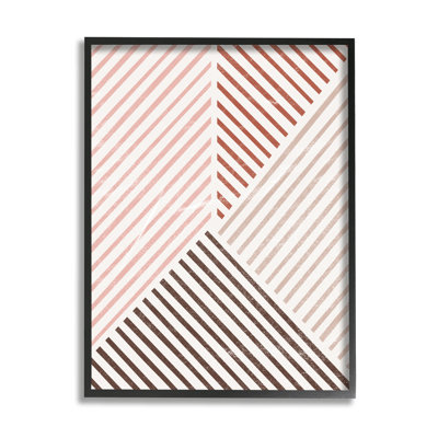 «Neutral Tones Asymmetric Stripes» par JJ Design House LLC - cadre flottant, impression sur bois