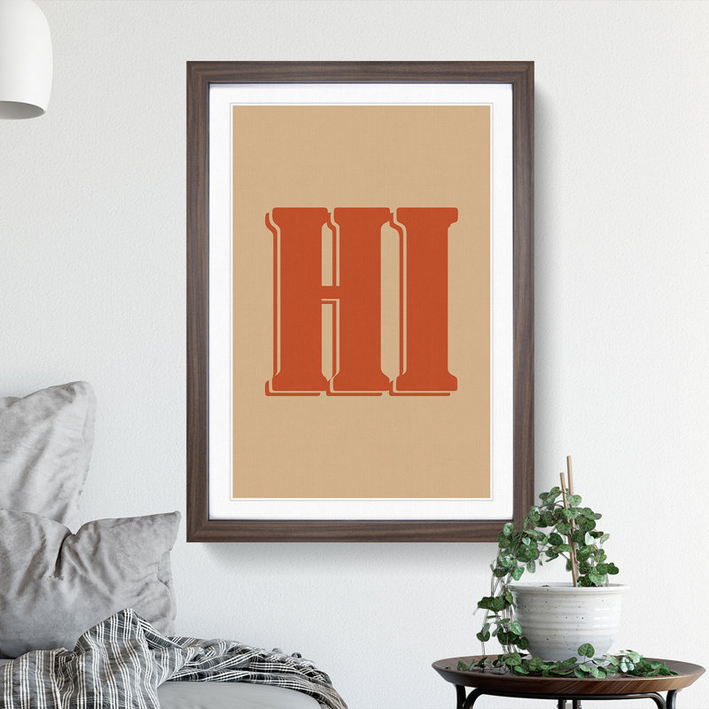 Hi - Picture Frame Typography, 36cm H x 27cm W x 2cm D, Walnut Framed