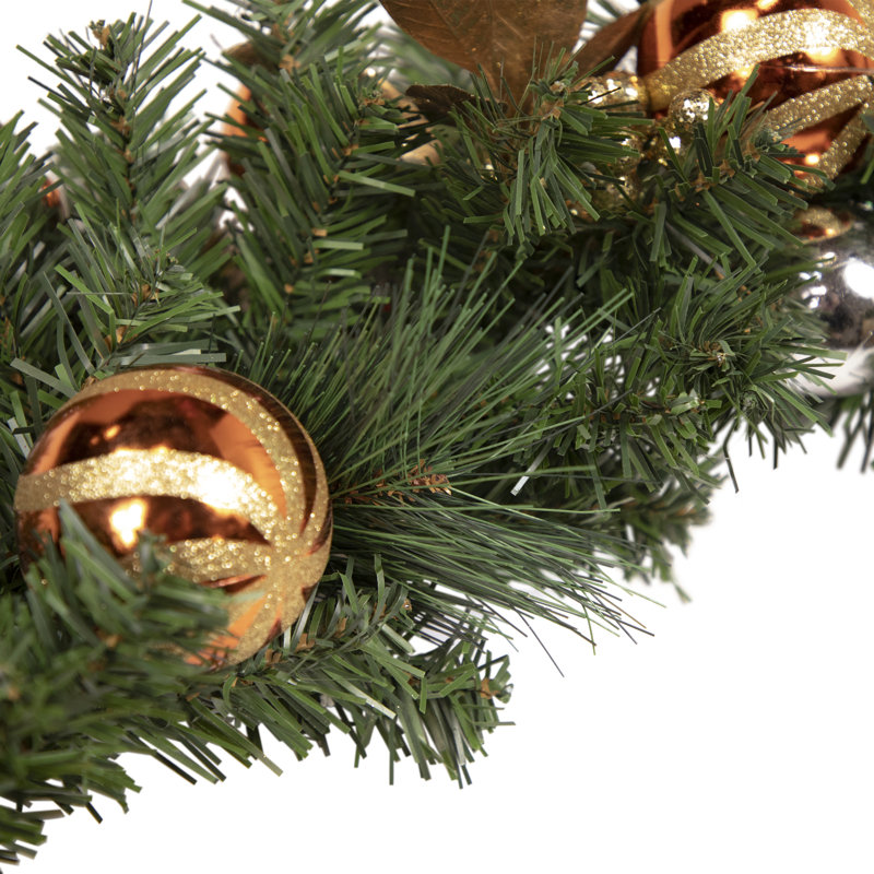Guirlande de Noël 1 pi avec feuillage et ornements
